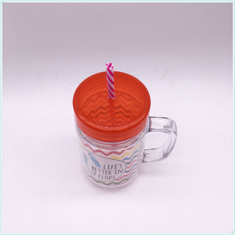 Hot Selling! Environmental Protection Tritan Plastic Coffee Mug with Straw