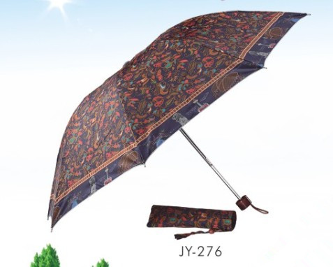 Manual Open Flower Printing 3 Fold Umbrella (JY-276)