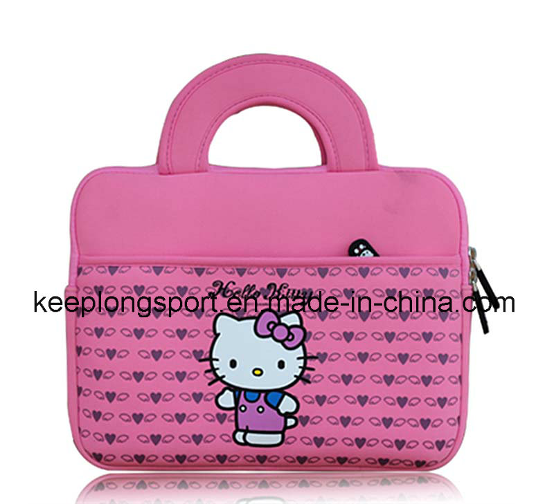 Fashionable Pink Neoprene Laptop Case with Hello Kitty Logo