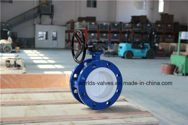 PTFE Fully Lining Double Flange Butterfly Valve