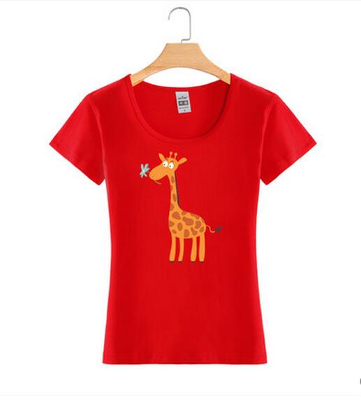 Giraffe Printing Fashion Custom Cotton Wholesale Girl Tee T Shirt