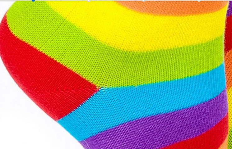 Custom Good Quality Rainbow Design Cotton Women Socks Happy Socks