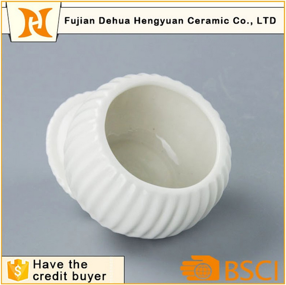 Glazed White Ceramic Sugar Pot for Home Decoration