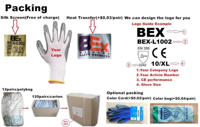 13 Gauge Fluores Polyester Liner Nitrile Glove