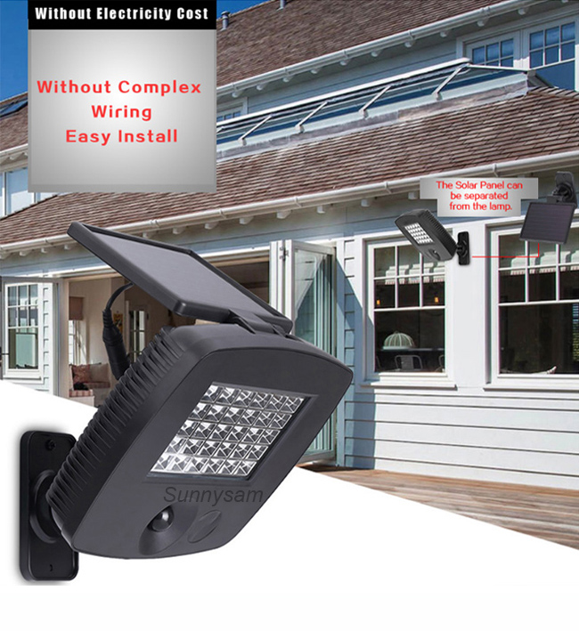 Outdoor Garden 30 LED Solar Garage Light with PIR Motion Sensor