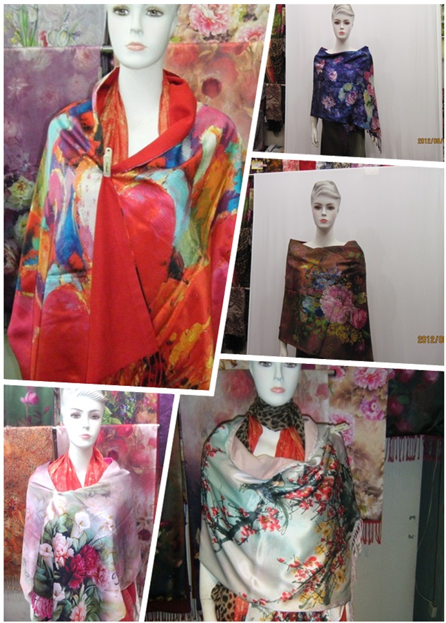 Custom Printed Silk Scarves Ladies Style (C-009)