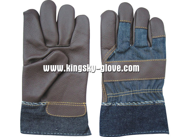 Dark Color Full Palm Furniture Leather Work Glove--4028