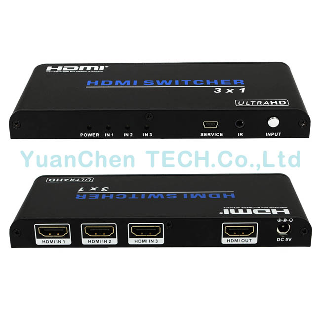 5V/1A DC Support 3D 1080P 2.0V HDMI 3X1 HDMI Switcher for Video