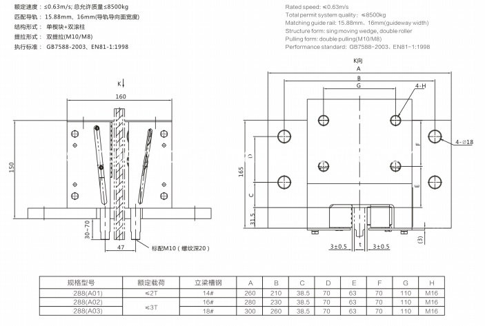 2017 Popular Instantaneous Safety Gear for Small Home Lift (OS48-288)