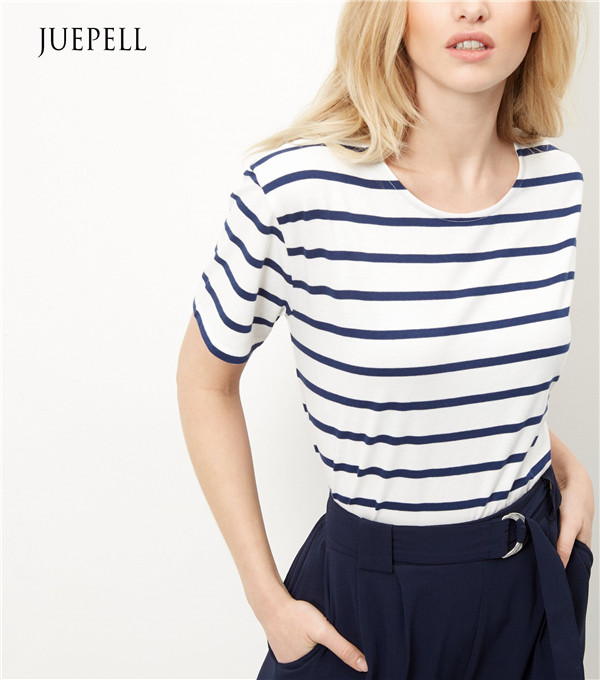 Blue Stripe Cotton Boxy T Shirt