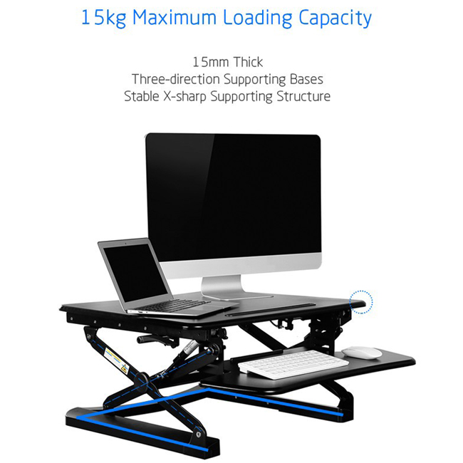 Sit Stand Desk Riser Foldable Notebook Desk Stand with Keyboard Tray