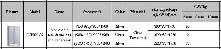 Hot Selling Bathroom Shower Screen in Australia (A-CVP025-02)