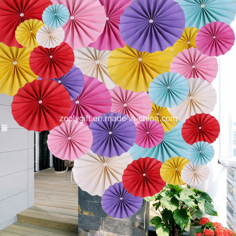 Home Decorative Paper Handmade Craft / Hanging Paper Wheel Fan Rosettes