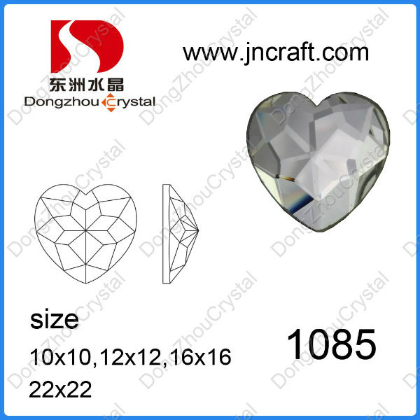 Decorative Faceted Flat Back Heart Crystal Glass Stone for Wedding Dress