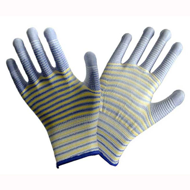 Stripe PU Coated Work Safety Glove