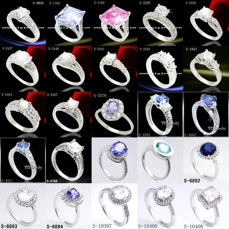 925 Sterling Silver Jewelry Diamond Ring