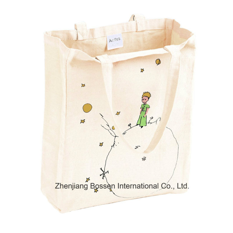 OEM Produce Customized Logo Printed Promotional Cartoon Cotton Canvas Craft Shopper Bag