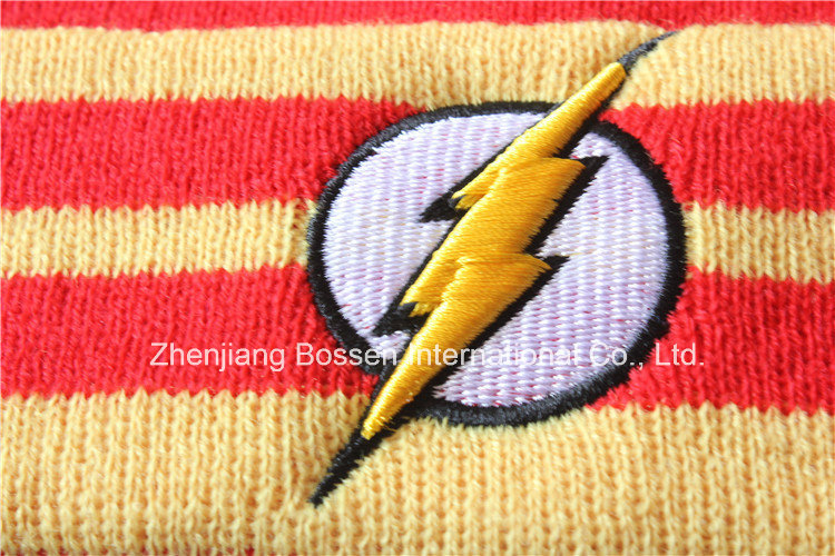 China Factory Customized Cartoon Design Acrylic Knit Jacquard Warm Fold Beanie Hat