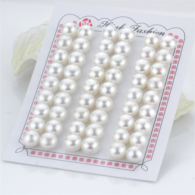 8mm Aaaa Button Shape Half Drilled Matching Pairs Wholesale Freshwater Loose Pearl