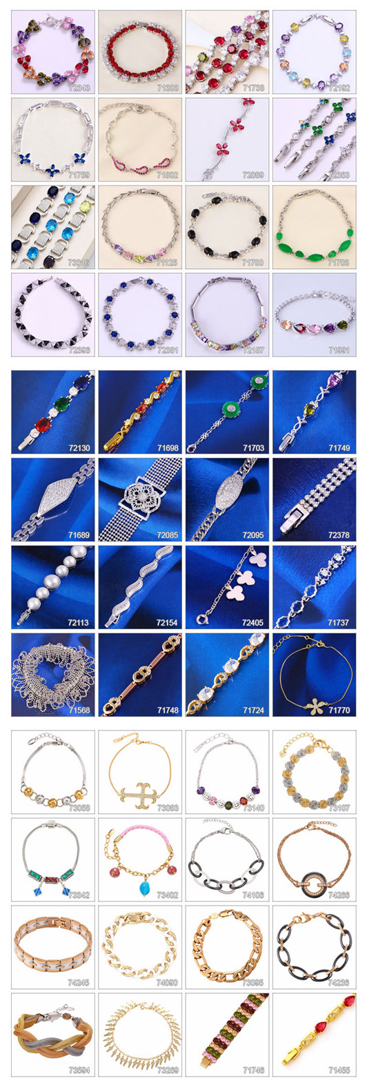 74261 -Fashion Colorful CZ Diamond Imitation Women Jewelry Bracelet in Environmental Copper