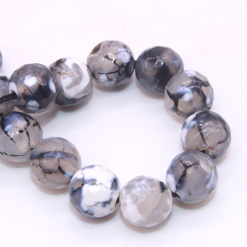 Dragon Veins Agate Beads Size 6 8 10 12mm Facted Cracked Agate Loose Gemstone Beads