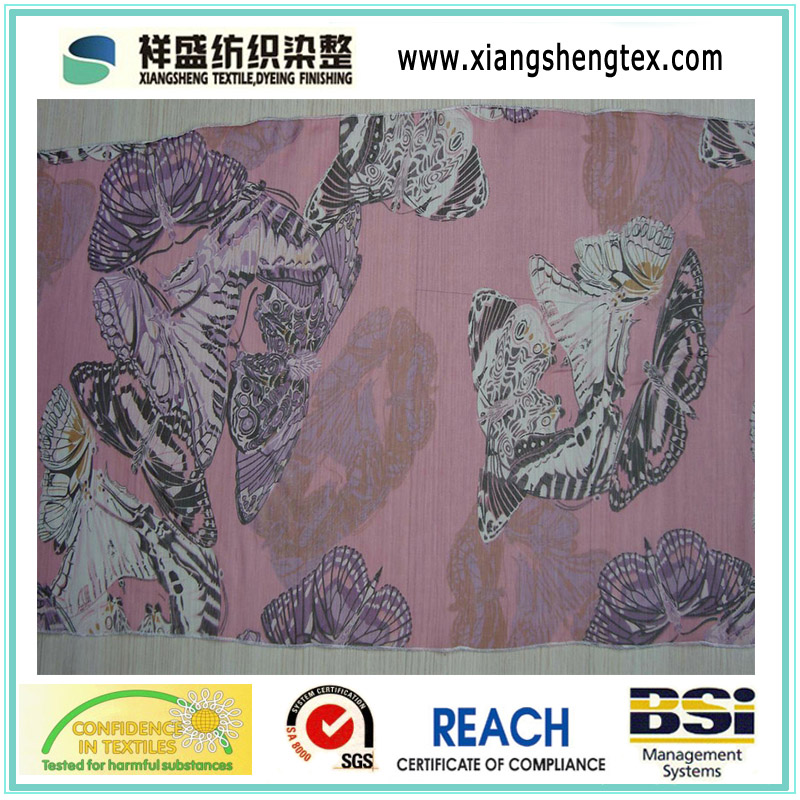 Printed Polyester Chiffon Velvet for Dress (XSFC-003)