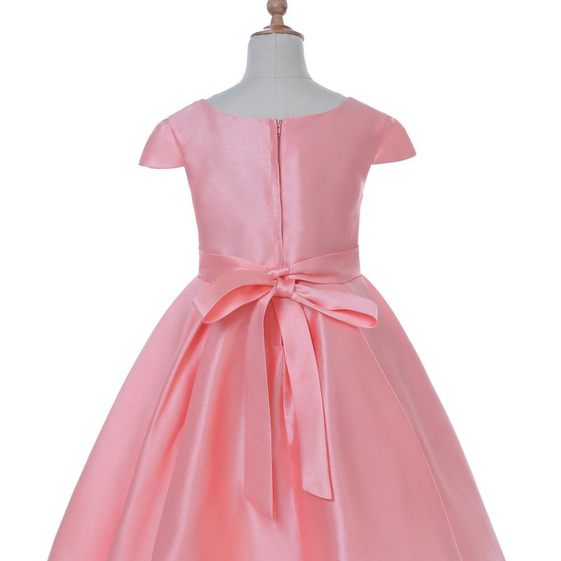 Pink Satin Flower Girl Dress for Wedding and Ceremonial