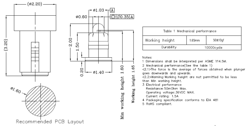 Spring Loaded Brass Pogo Pin with Small Diameter 0.6