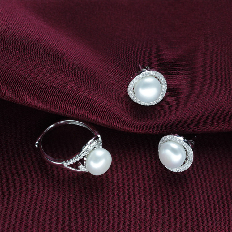 Natural Earring Ring Fresh Water Pearl Jewelry Set