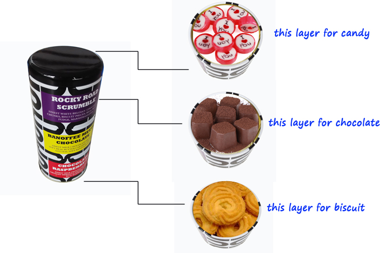 Metal Muliti-Layer Cake Box for Cake Biscuit Cookie Packaging