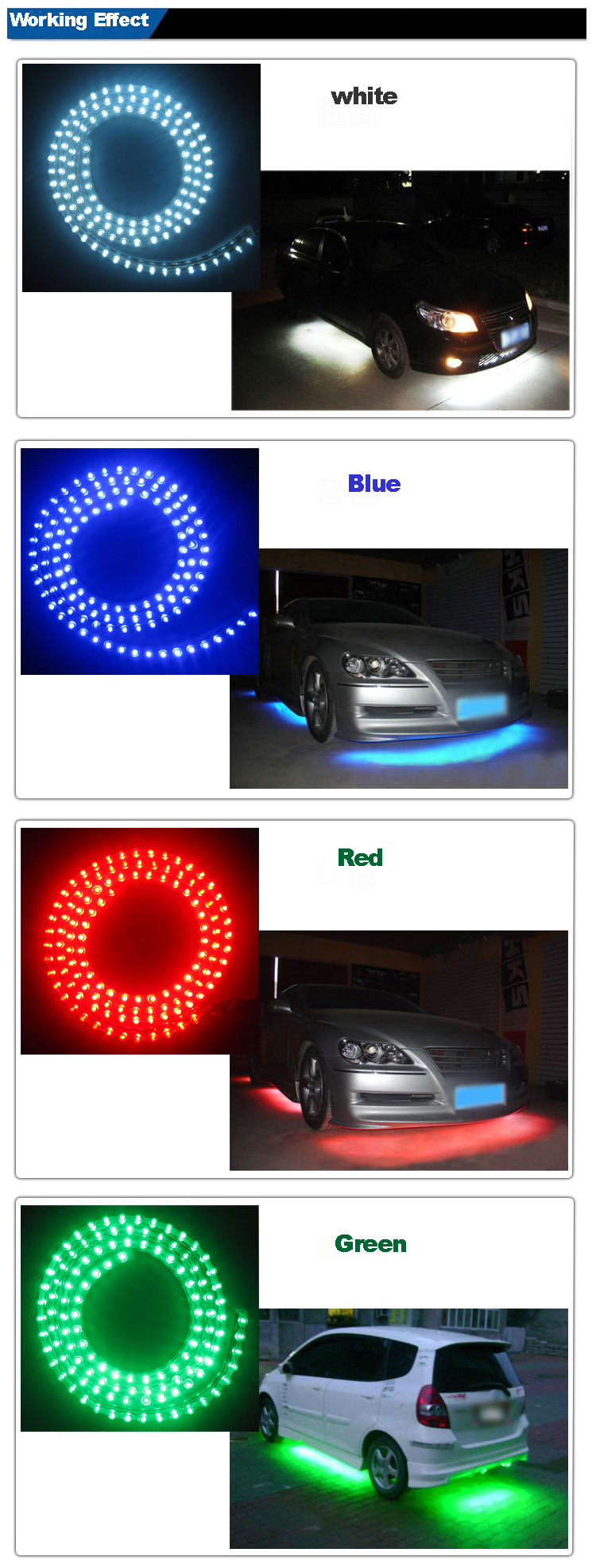 24cm/48cm/72cm/98cm/120cm 12V/24V DIP LED Flexible Strip for Car Lighting