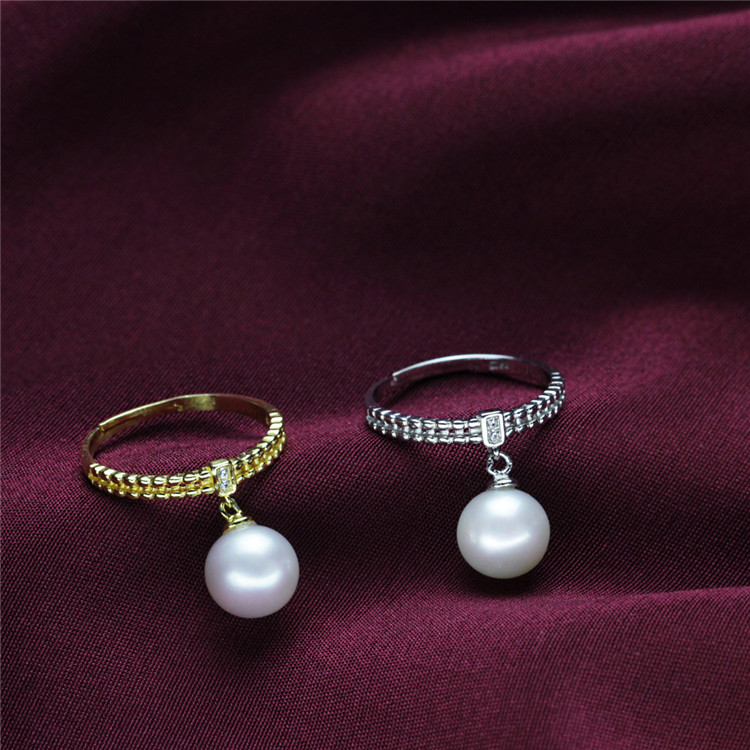 Dangle Drop Gold Plated Silver Cultured Cheap Pearl Ring