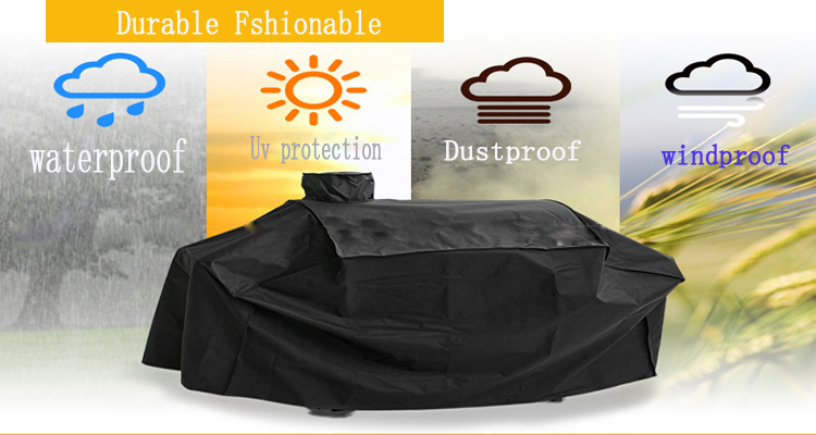 600d Oxford PU Coated Black BBQ Grill Cover