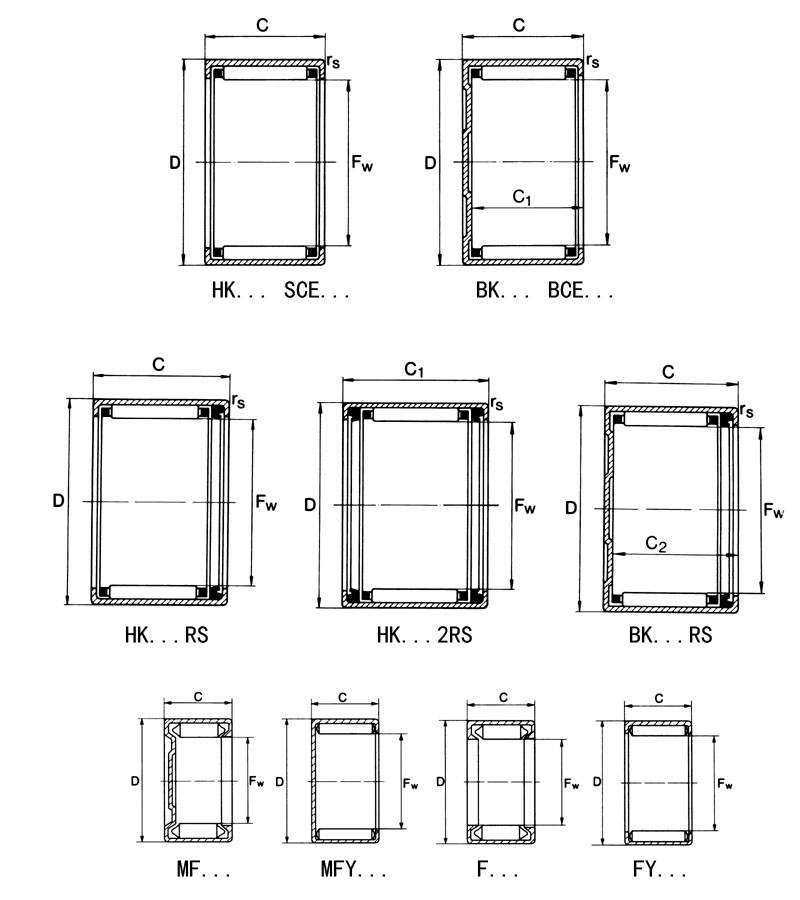 Drawn Cup Needle Bearing Full Complement Pointed B-2110