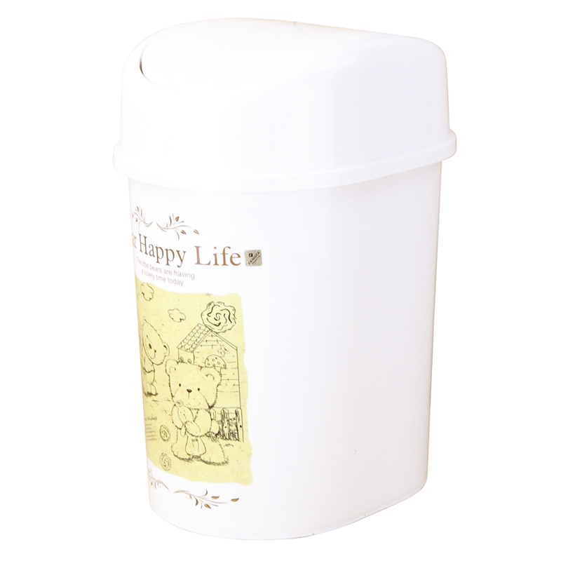 Flip-on White Plastic Garbage Bin (FF-5234-2)