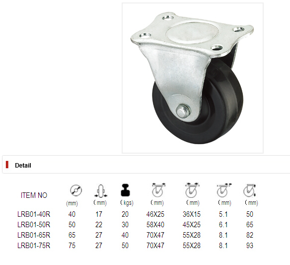 Light Duty Caster Series - 3in. Rigid Black Rubber