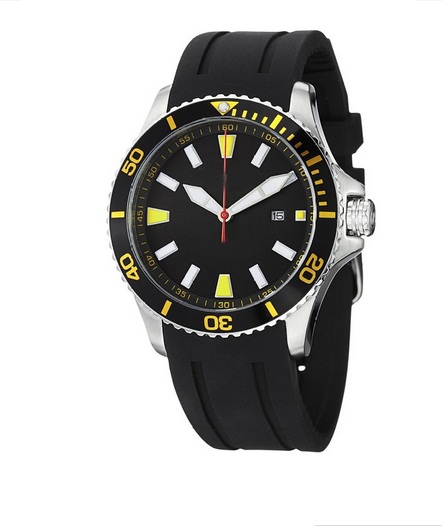 Regatta Quartz Date Yellow Accent Rubber Strap Diver Watch