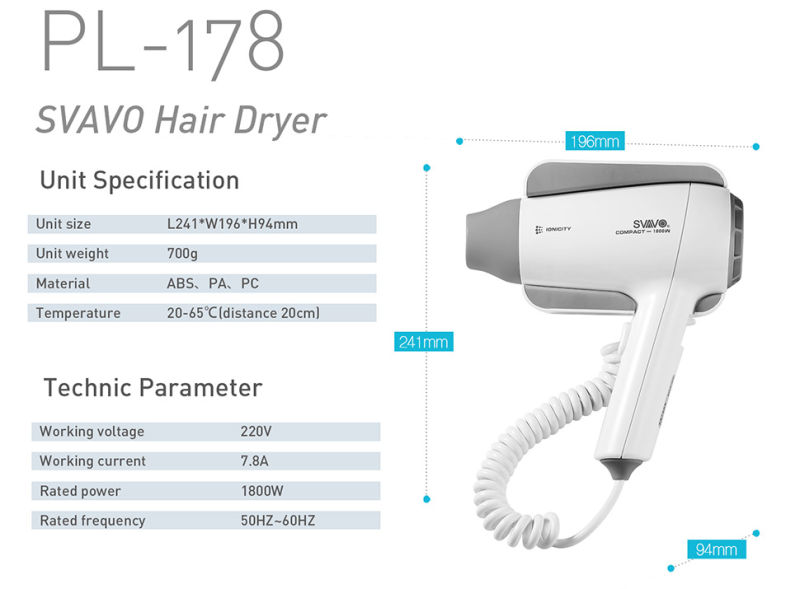 Hospitality & Hotel Hair Dryer with Esthetics Design (PL-178)