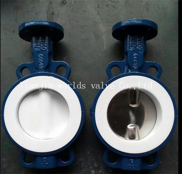 Full PTFE Lined Two PCS Body Wafer Type Butterfly Valve with Ce ISO Wras