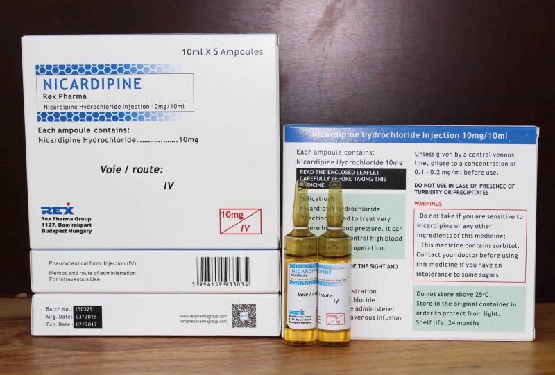 Nicardipine Hydrochloride Injection 10mg/10ml & Actd/Ctd Dossiers of Nicardipine Injection