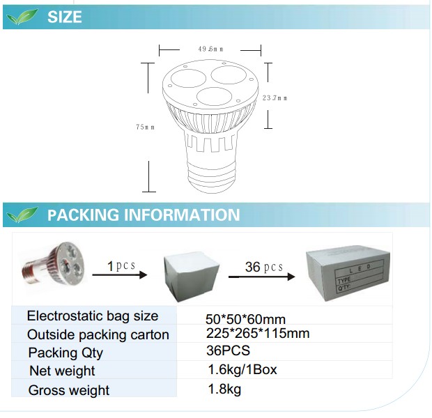 LED Spotlight Bulb (GN-HP-WW1W3-E27-JDR)