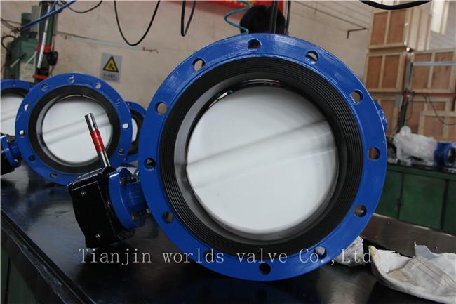 PTFE Disc Double Flanged Butterfly Valve with Ce ISO Approved