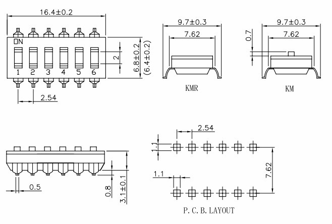 SMD DIP Switch 6 Pin SMD DIP Switch Setting DIP Switch