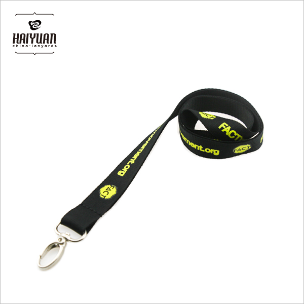 China Origin Black Polyester Neck Strap with Your Own Logo Heavy Metal Hook