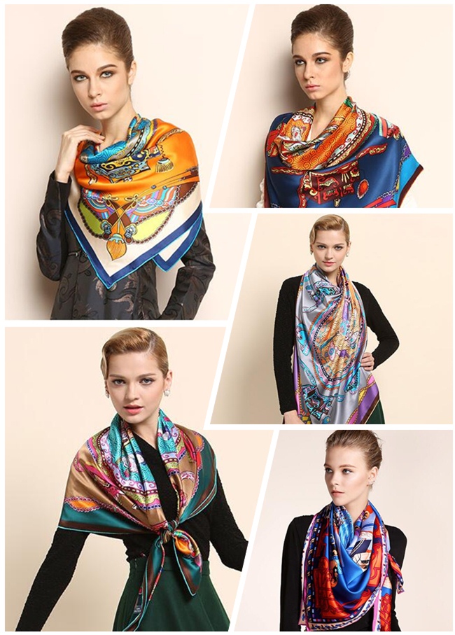 Women's Fashion Pattern Screen Printing Scarf (F-017)