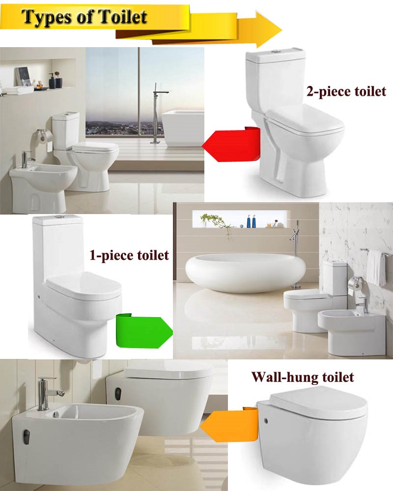 Bathroom Ceramic S-Trap P-Trap Washdown One-Piece Toilet Bowl in White Color