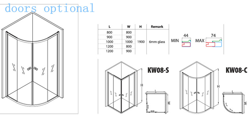 Square Shower Enclosure with Two Opend Doors (AKW08-S)