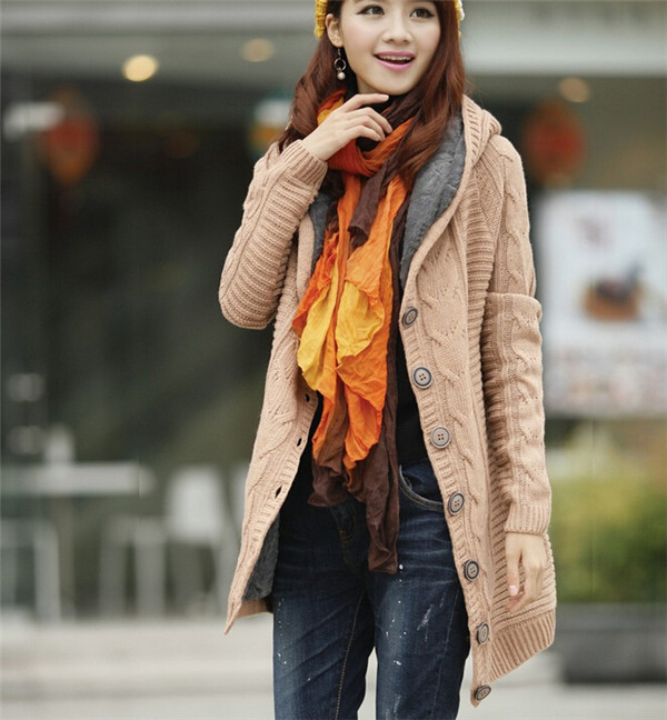 Latest Winter Warmer Knitted Women's Coat with Hood