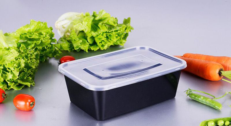 Disposable Black/White Plastic Kitchenware Microwave Food Container/Box with Cover