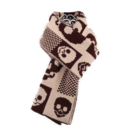 Lady Fashion Skull Pattern Knitted Scarf Winter Scarf (SK113)